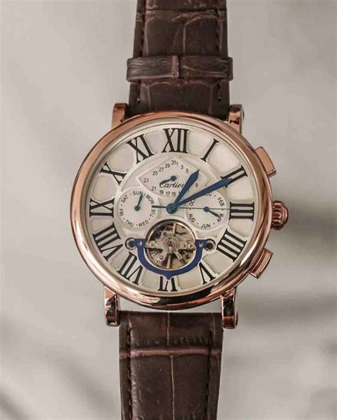 cartier automatic tourbillon leather belt men watch|cartier watches for men sale.